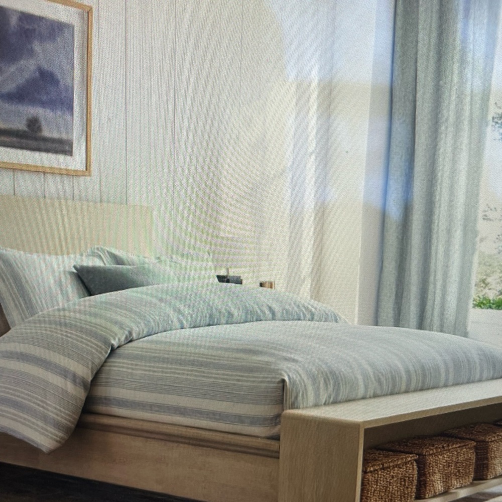 NWT Pottery Barn Hawthorn Striped Duvet Cover, Blue and White - Picture 3 of 7